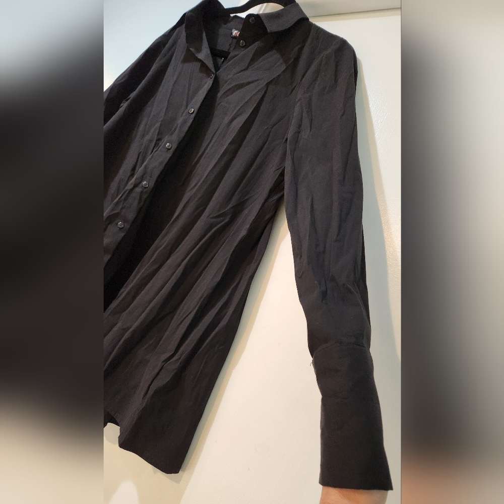 Women's Renuar Black Button-Up Shirt with a Pleated Back, size M - Picture 6 of 10